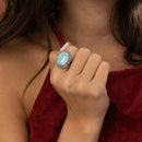 Bague Opatza Larimar 6,38 Ct Et Argent Massif