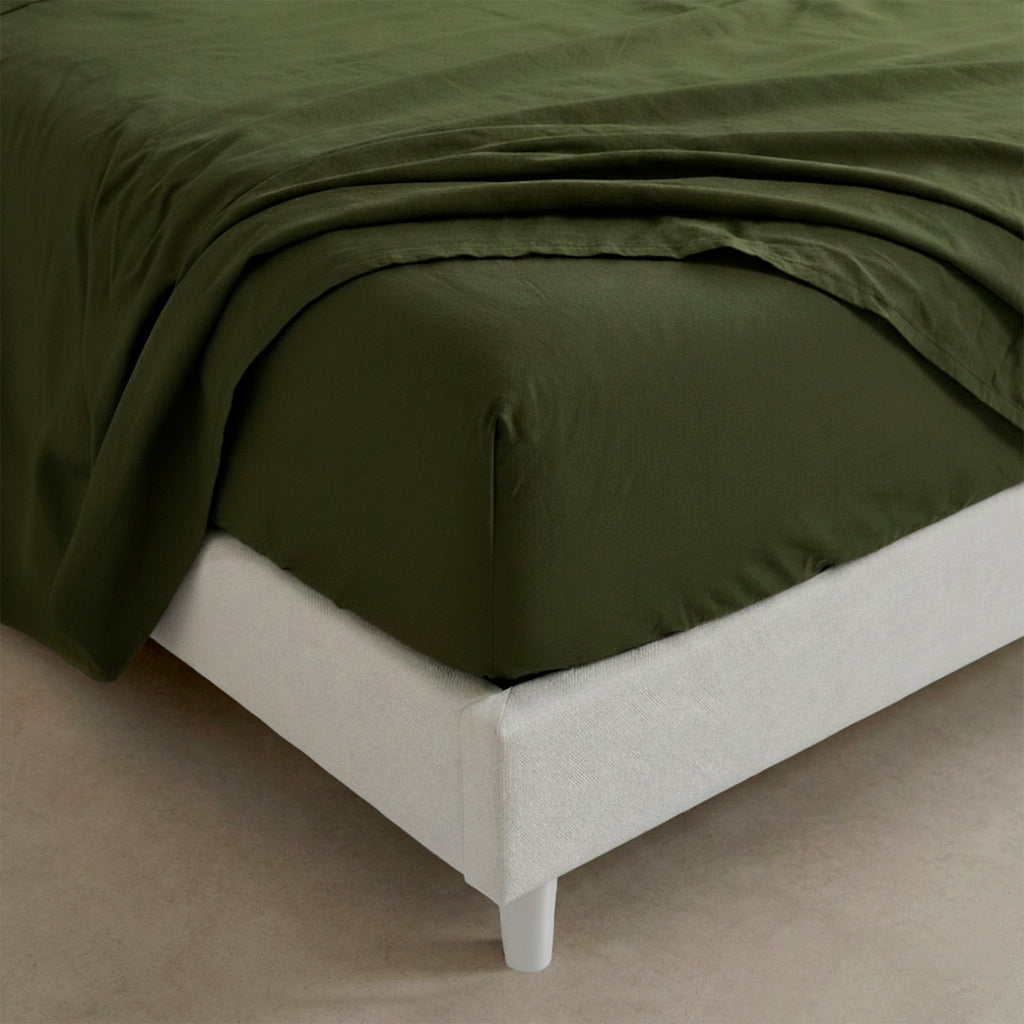 Fitted Sheet Basic - Olive Green