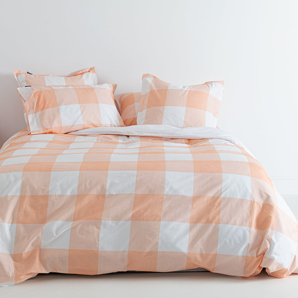 Gingham Duvet Cover - Peach