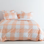 Gingham Duvet Cover - Peach