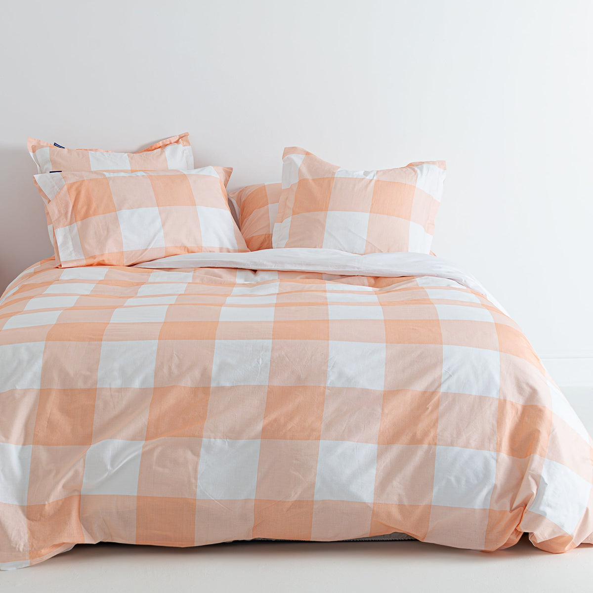 Gingham Duvet Cover - Peach