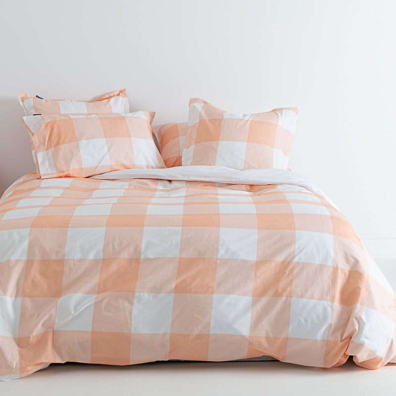 Housse De Couette Gingham - Pêche