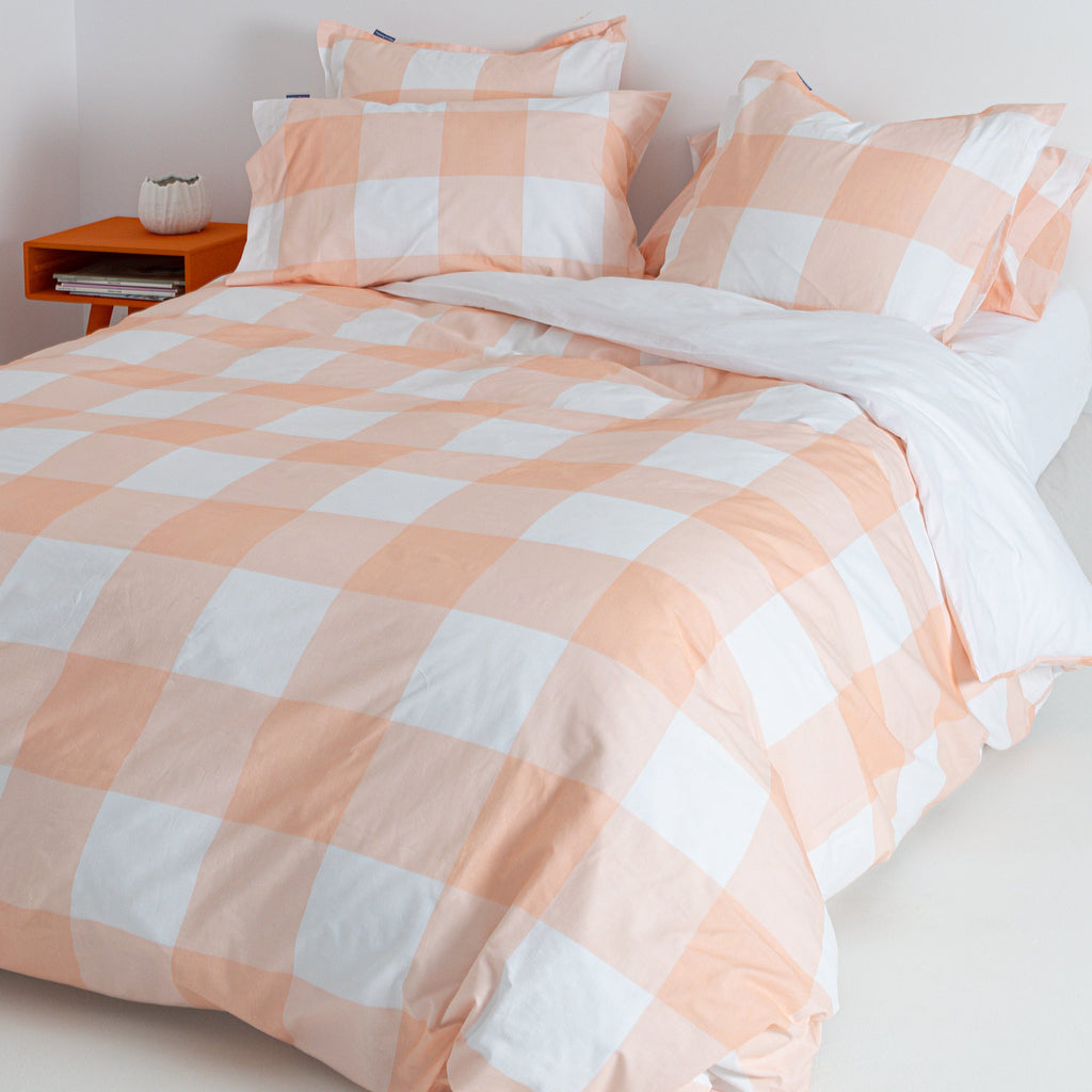 Gingham Duvet Cover - Peach