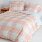 Gingham Duvet Cover - Peach