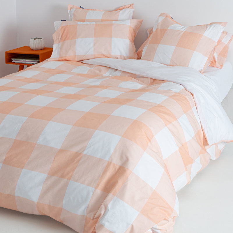 Housse De Couette Gingham - Pêche