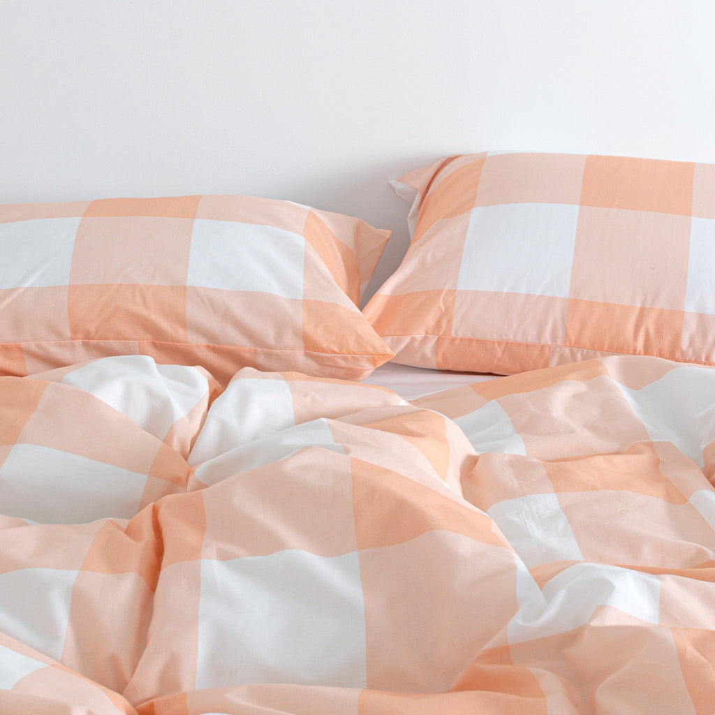 Gingham Duvet Cover - Peach
