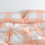 Gingham Duvet Cover - Peach