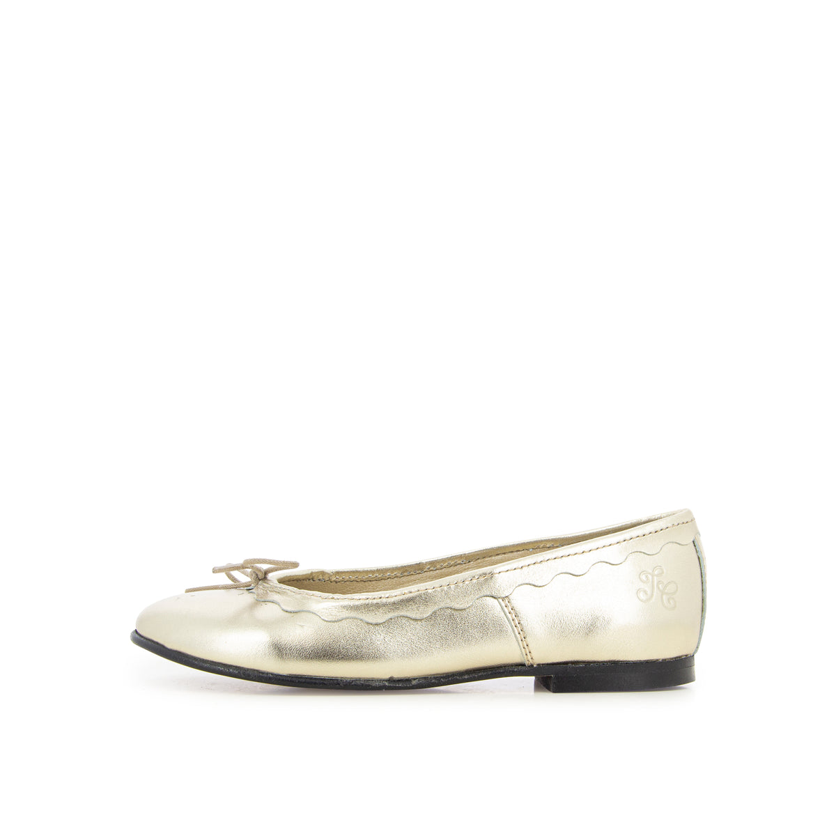 Pom d'Api – Tartine Et Chocolat - T&C 6 Bal - Platine, ballerine dorée en cuir, vue de profil sur fond blanc