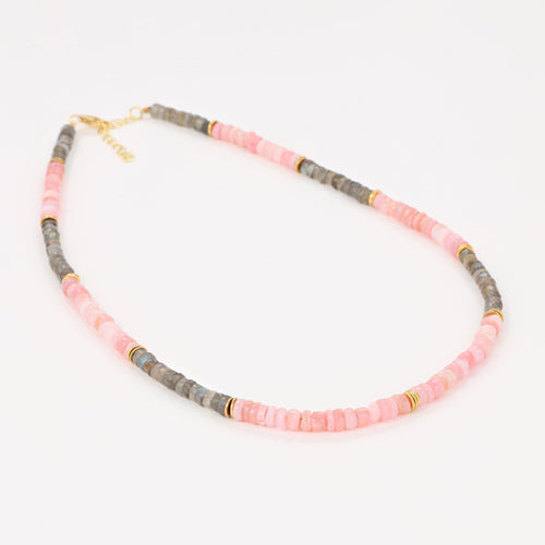 Collier Labradorite Pink Opal