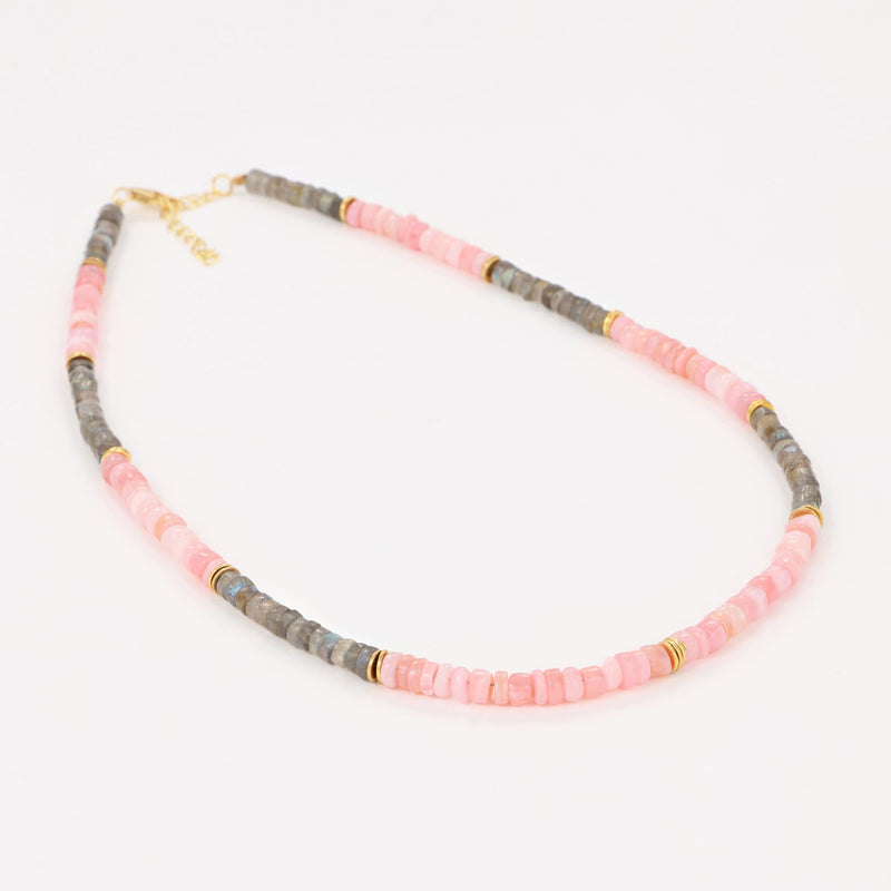 Collier Labradorite Pink Opal