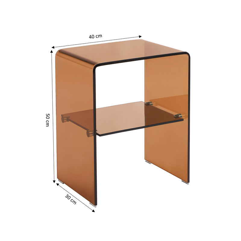 Table De Chevet Ginza - Verre Trempé Ambré