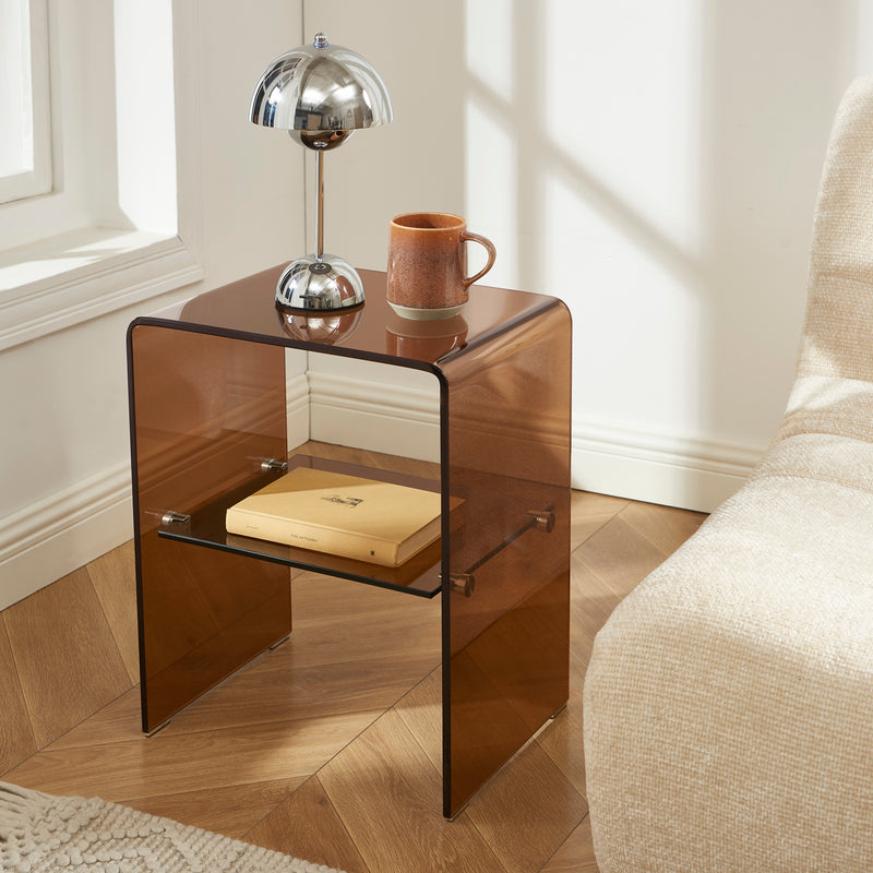 Table De Chevet Ginza - Verre Trempé Ambré