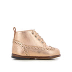 Pom d'Api – Tartine Et Chocolat - T&C 1 Teeth - Cuivre, chaussure bébé montante en cuir rose doré, vue de profil