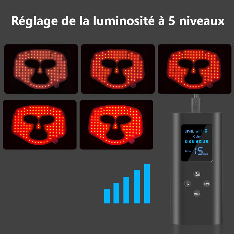 Masque Led Visage Luminotherapie 7 Couleurs - Noir - Mixte