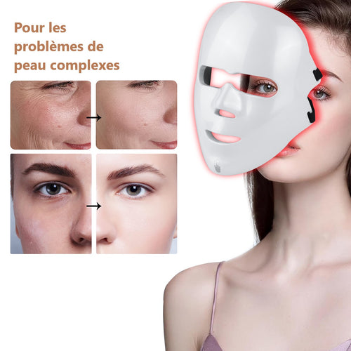 Masque Led Visage Luminotherapie 7 Couleurs - Blanc - Mixte