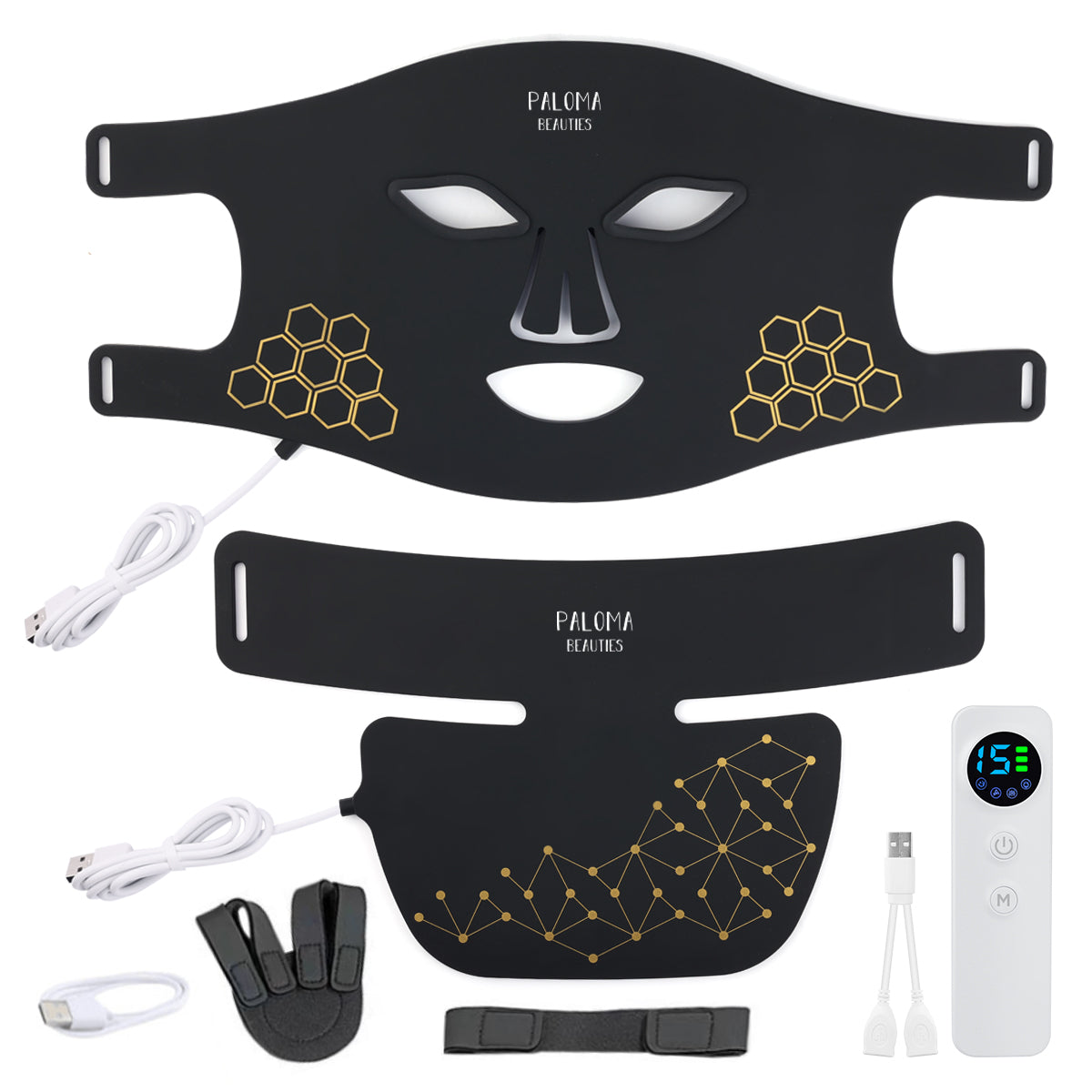Máscara de luminoterapia LED para rostro y cuello.
