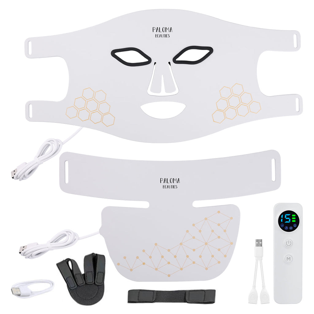 Máscara de luminoterapia LED para rostro y cuello.