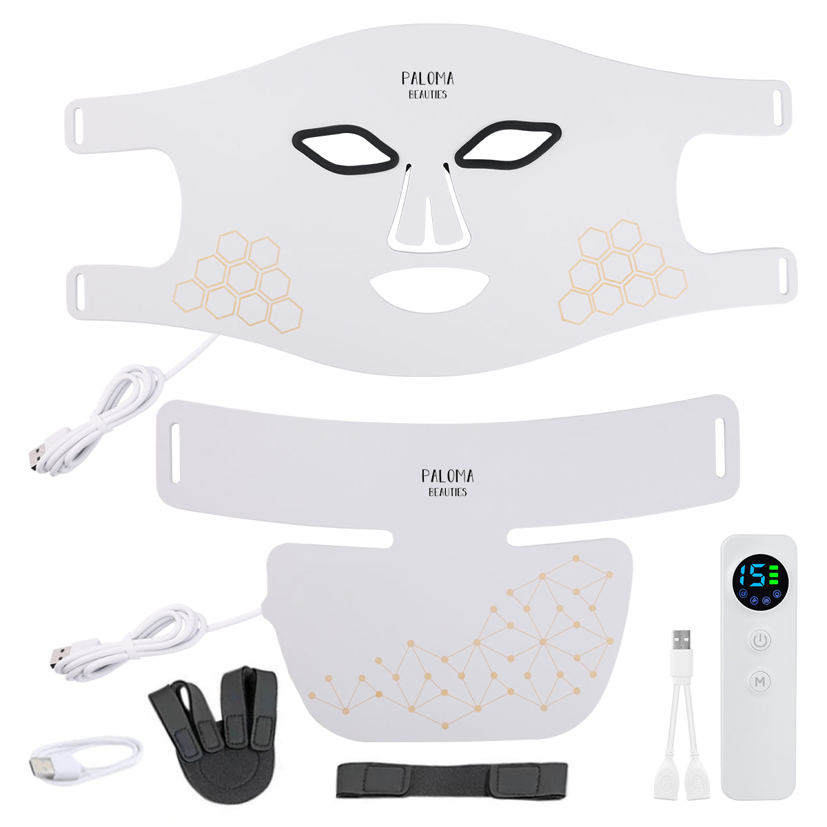 Máscara de luminoterapia LED para rostro y cuello.