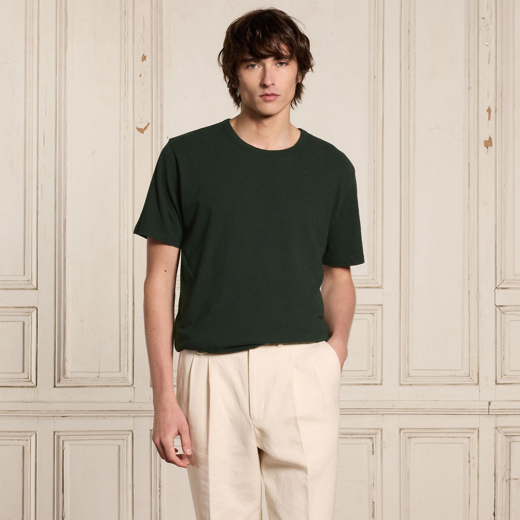 Tee-Shirt En Coton Et Lin Vert