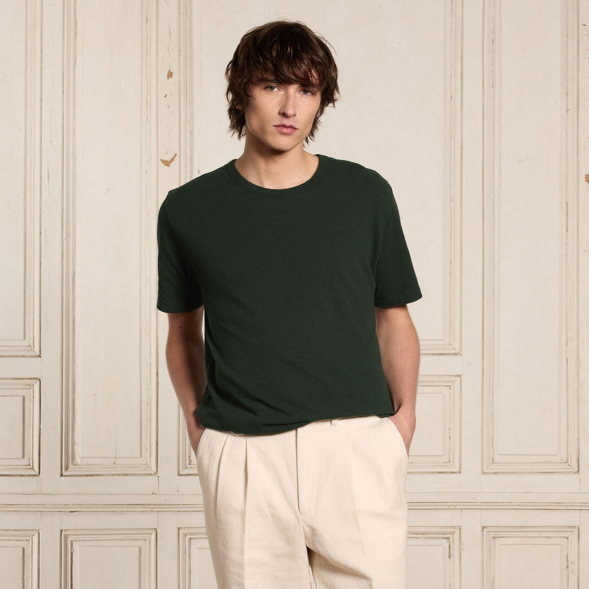 Tee-Shirt En Coton Et Lin Vert