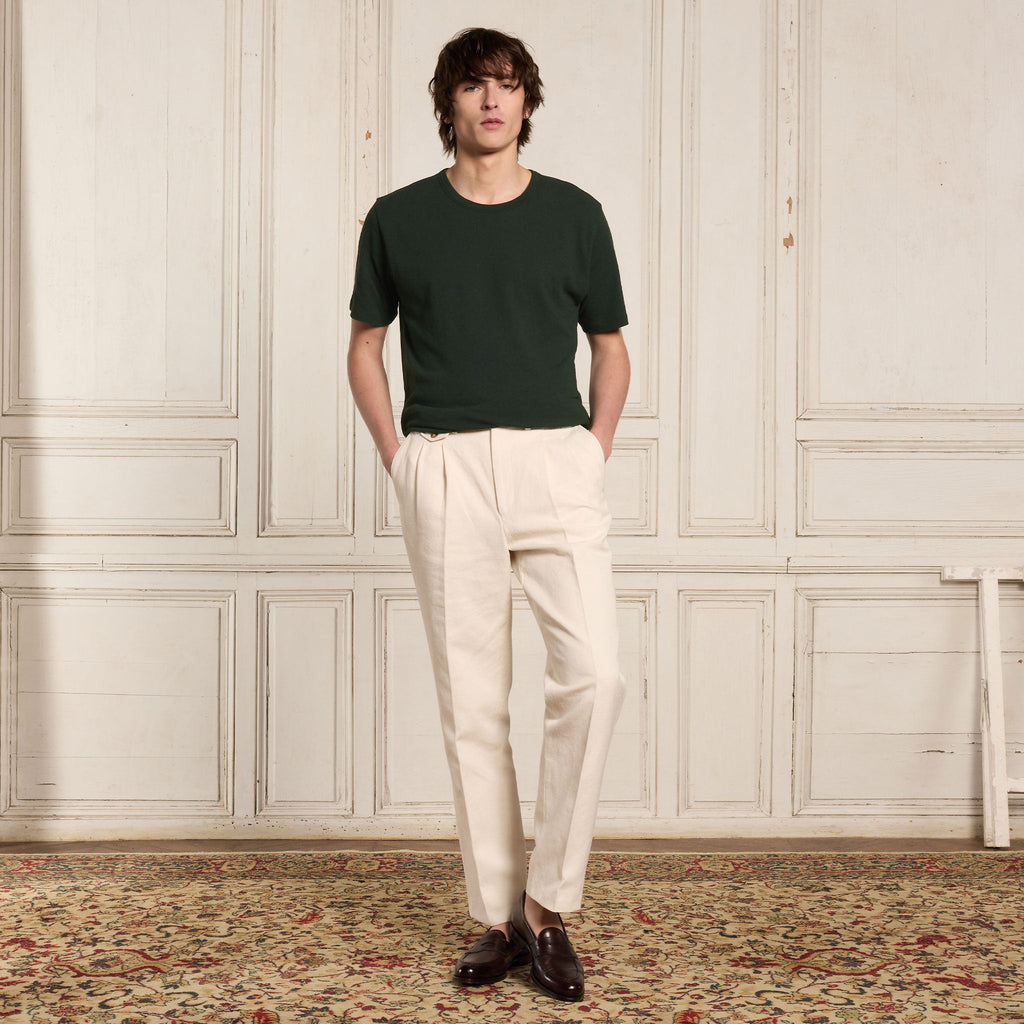 Tee-Shirt En Coton Et Lin Vert