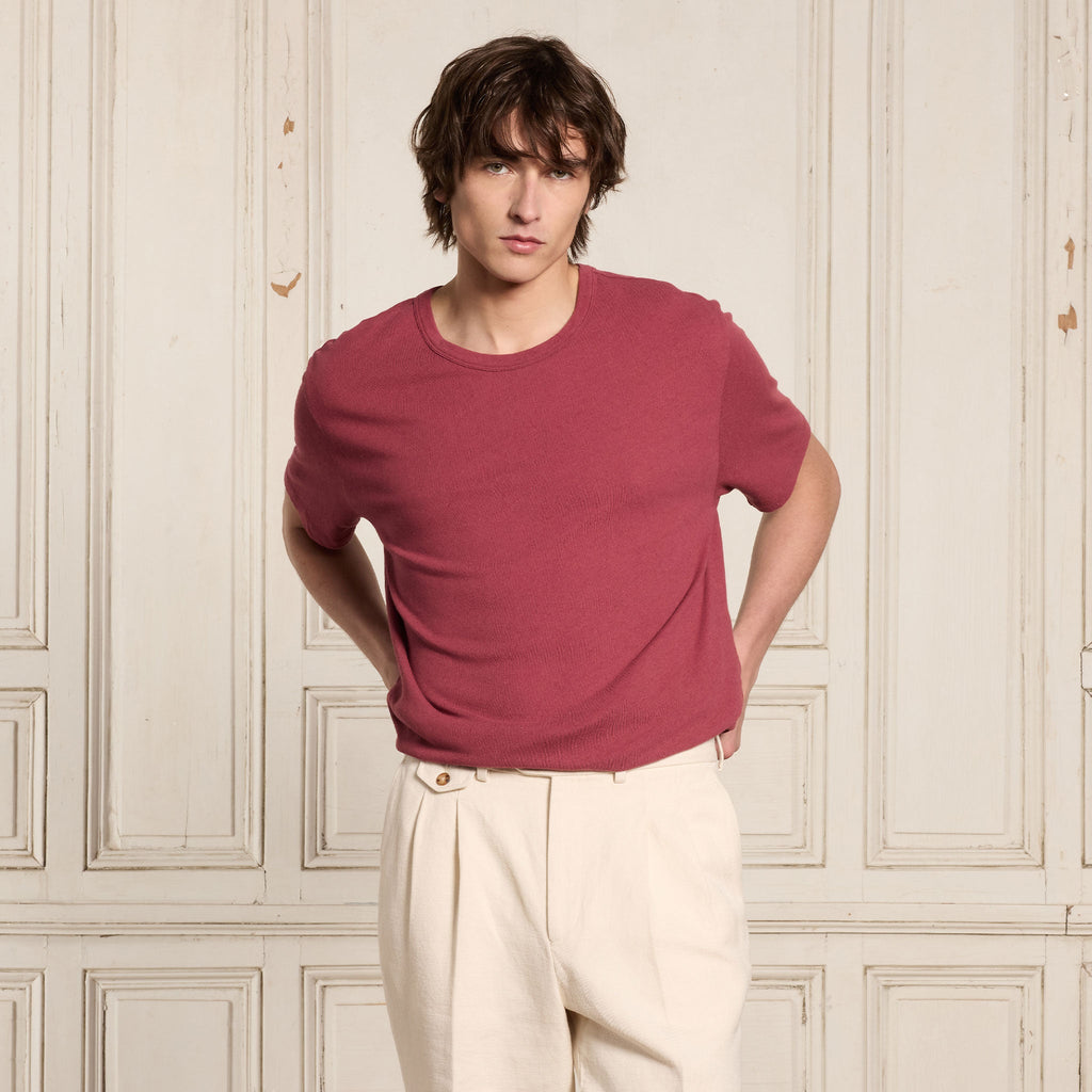 Tee-Shirt En Coton Et Lin Framboise