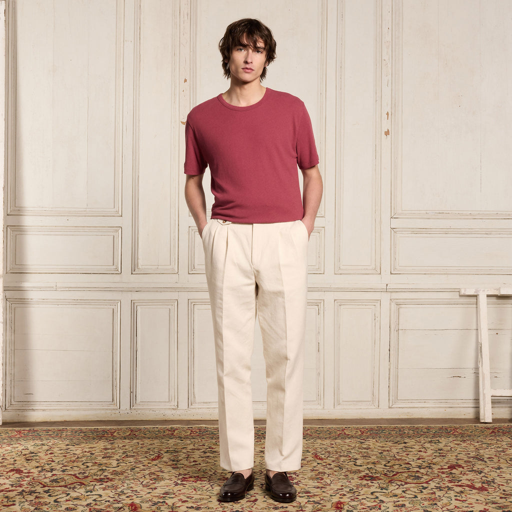 Tee-Shirt En Coton Et Lin Framboise
