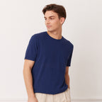 Tee-Shirt En Coton Et Lin Bleu Nautique