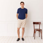 Tee-Shirt En Coton Et Lin Bleu Nautique