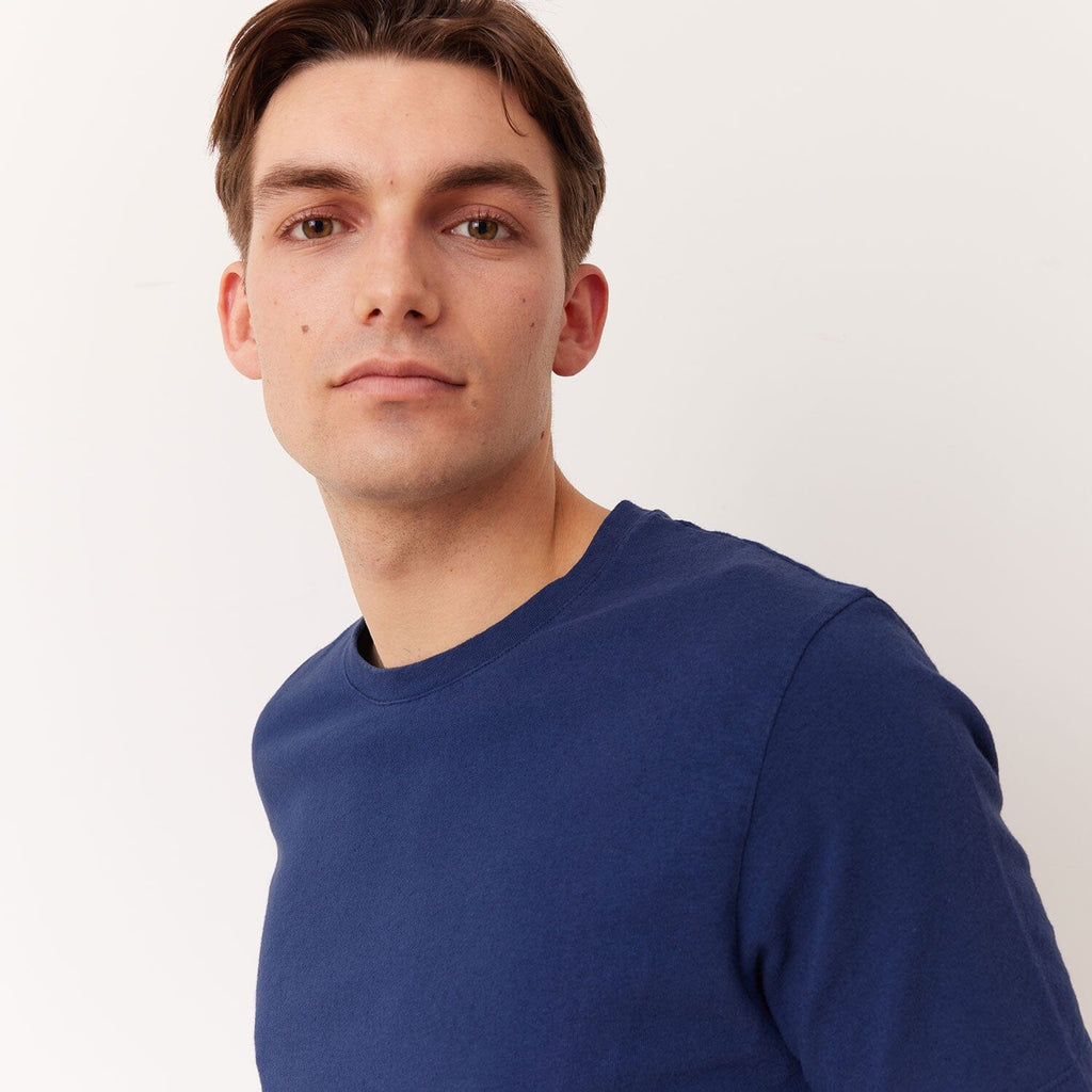Tee-Shirt En Coton Et Lin Bleu Nautique