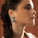 Boucles D'Oreilles Atza Turquoise 11,32/4 Et Argent Massif