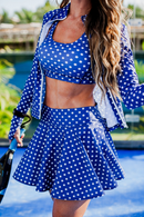 Jupe De Tennis Lina - Bleue À Pois Blancs