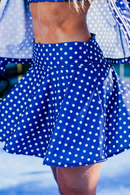 Jupe De Tennis Lina - Bleue À Pois Blancs