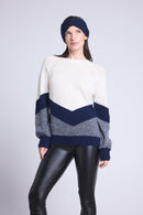 Pull Colorblock Teresa - Bleu Marine Et Blanc - Femme