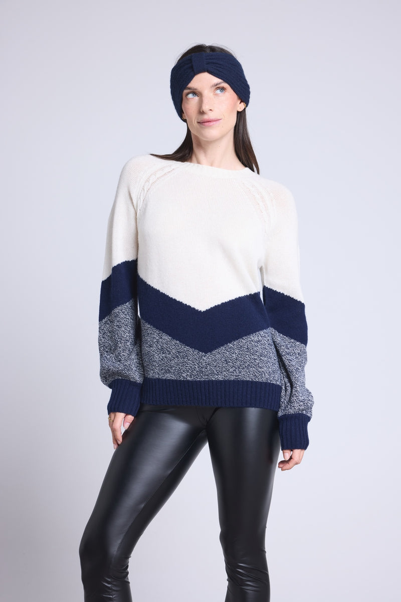 Pull Colorblock Teresa - Bleu Marine Et Blanc - Femme