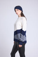 Pull Colorblock Teresa - Bleu Marine Et Blanc - Femme