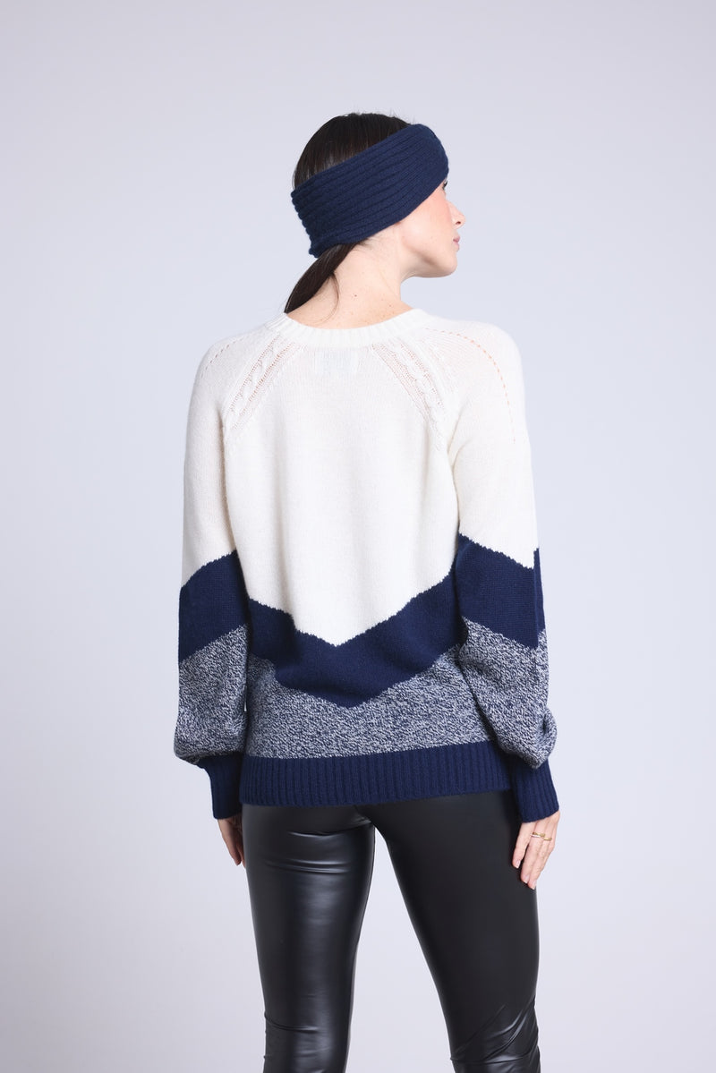 Pull Colorblock Teresa - Bleu Marine Et Blanc - Femme