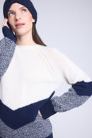 Pull Colorblock Teresa - Bleu Marine Et Blanc - Femme