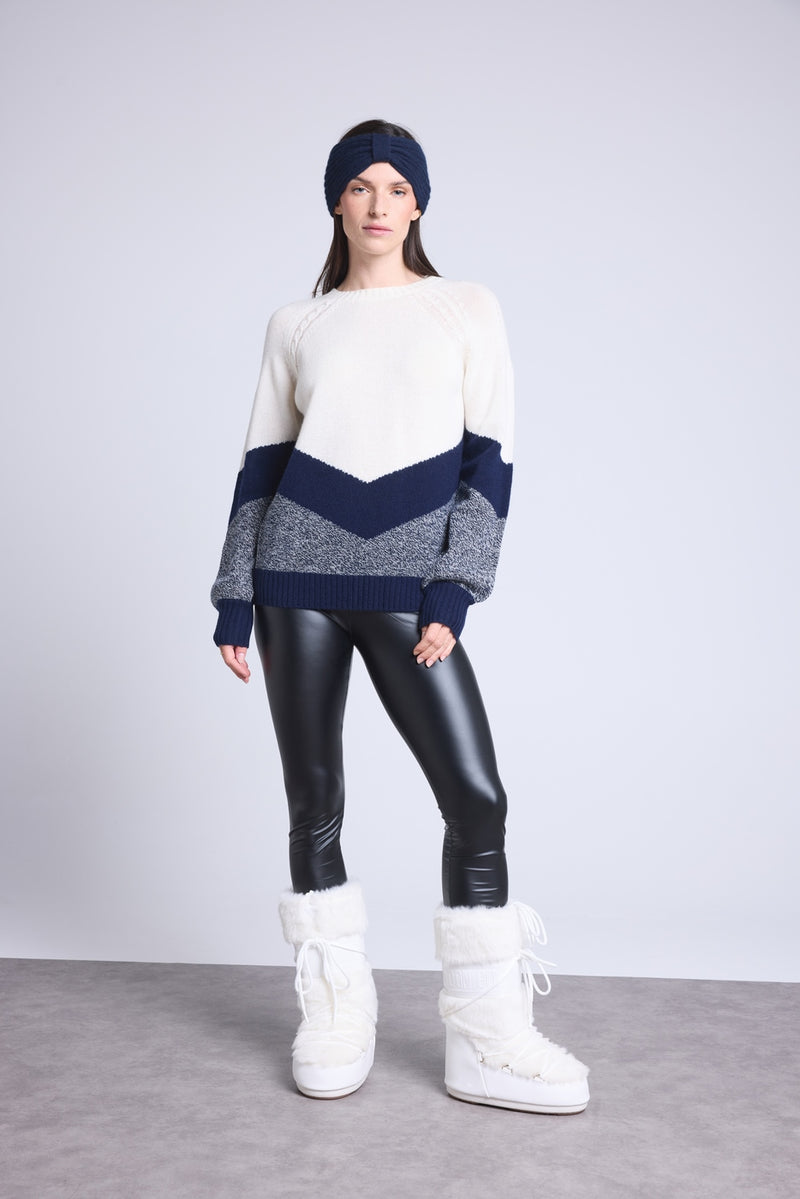 Pull Colorblock Teresa - Bleu Marine Et Blanc - Femme