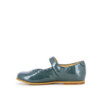 Pom d'Api – Clotaire - Tetel Perfos - Vert Pin, chaussure bébé fille vert canard verni, vue de profil sur fond blanc