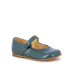 Pom d'Api – Clotaire - Tetel Perfos - Vert Pin, chaussure enfant bleu canard, vue de face, sur fond blanc