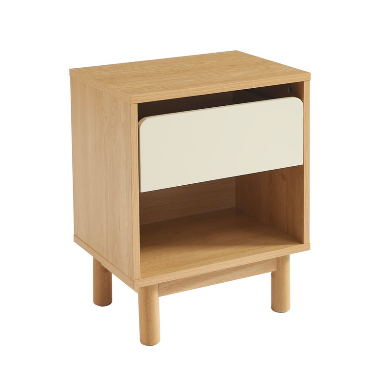 Table De Chevet - Thalia - Effet Chêne & Tiroir - Beige