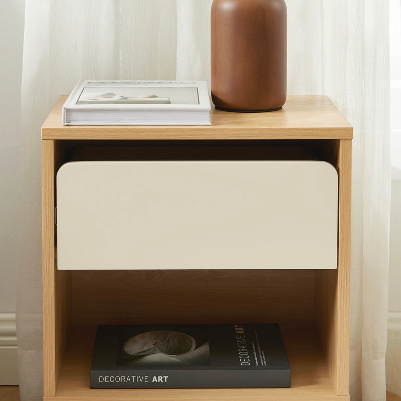 Table De Chevet - Thalia - Effet Chêne & Tiroir - Beige
