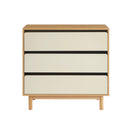 Commode - Thalia - 3 Tiroirs - Beige & Effet Chêne