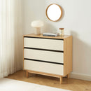 Commode - Thalia - 3 Tiroirs - Beige & Effet Chêne