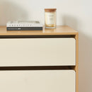 Commode - Thalia - 3 Tiroirs - Beige & Effet Chêne