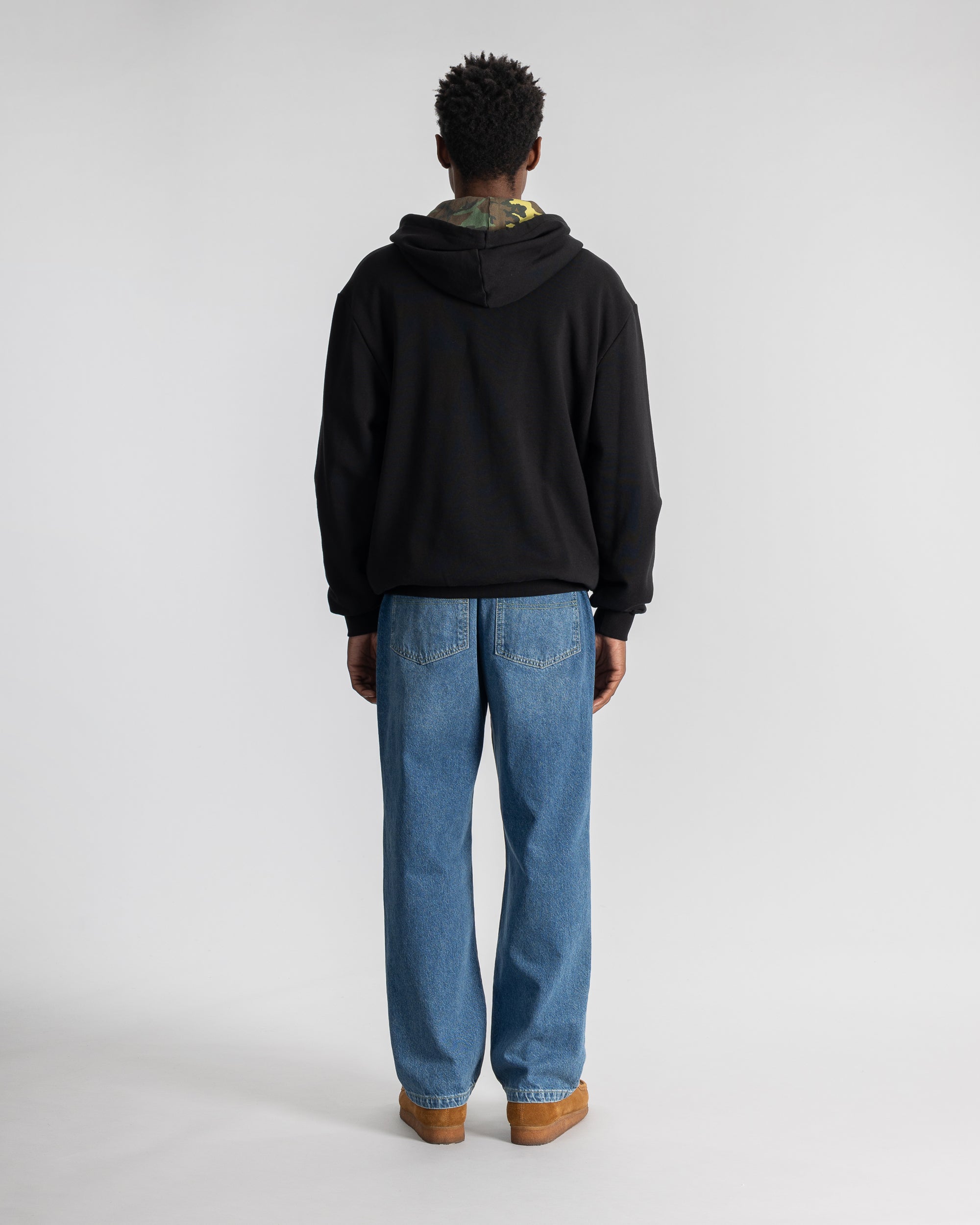 Thermal Lined Zip Hood - Washed Black