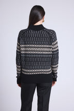 Pull Col Montant Textures Tibby - Noir Blanc Beige - Femme - Cachemire Et Laine