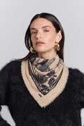 Tiger Cashmere Bandana Scarf - Ecoland Beige & Black - Unisex