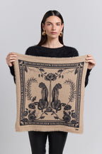 Tiger Cashmere Bandana Scarf - Ecoland Beige & Black - Unisex